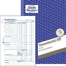Avery Zweckform 305 Kassenbericht (A5, mikroperforiert, 50 Blatt) weiß (3 Stück)