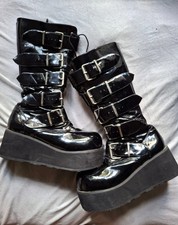 DEMONIA BOOTS Trashville 47 Lack Schwarz Gothic Stiefel Drag Queen Plateau WGT
