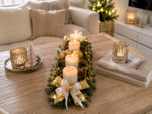 Excl adventskranz creme gold - adventskranz, creme-gold