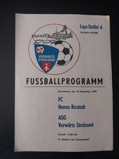 Fussballprogramm Vorwärts Stralsund-FC Hansa Rostock 15.12.1979
