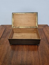 Antike Dose Schmuckschatulle Messing Holz