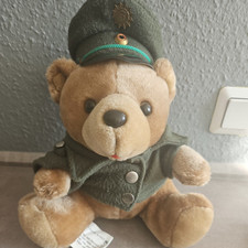 Vintage Polizei Teddybär Next Stofftier grüne Uniform Retro Toy rare 90s germany