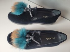 PRADA Sneaker Echt Samt/Leder Slipper vom Feinsten Gr.37 Echter Pelz Orig.