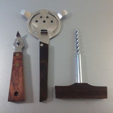 Vintage Barsieb Holz Edelstahl