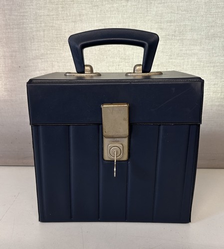 Vintage navy vinyl record - record, case