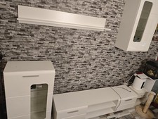 Wohnwand Weiß Holz mit