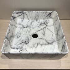 Dune Ceramics Waschschale, Quadratisch, Weiß, Schwarz, Marmor - 36,5 x 11,5 cm