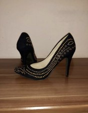 Schicke Spitze Pumps Highheels Hohe Schuhe Strass Glitzer Gold Schwarz 38 Jumex