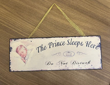Blechschild Prinz Metallschild "The Prince Sleeps Here - Do Not Disturb" 13x36cm