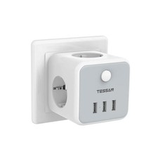TESSAN -Stecker Power Cube mit 3 Steckdosen, 3 USB-Anschl ssen, mehrere europ