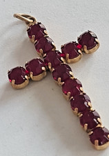 ANHÄNGER KREUZ GRANAT ? golden, VINTAGE,  4,0 x 2,5 cm  2,89 g