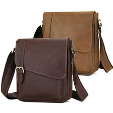 Herren Schultertasche Echt Leder Aktentasche Messenger Umhängetasche Ledertasche