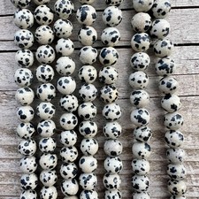 Echter runde Dalmatiner Jaspis Edelstein 6mm 8mm Perlen 38cm Strang Stein Kette