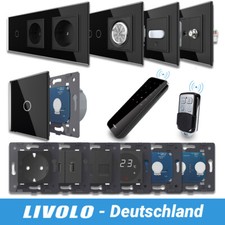 Livolo Glas Funk Touch Schalter Lichtschalter Steckdosen Kreuzschalter Schwarz