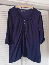 Damen-Shirt dunkelblau, 3/4 Ärmel, spitzer Ausschnitt, Gr. 44/46, TCM