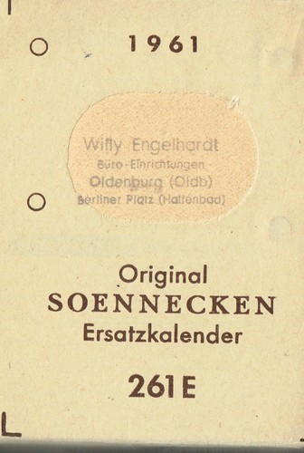 Ersatzkalender 1961 soennecken - ersatzkalender,