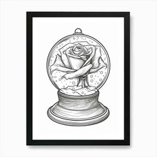 Rose In A Globe Line Drawing 4