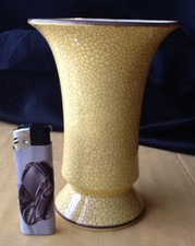 Antike Rosenthal Germany Keramik  Vase Bechervase Gelb Craquelé Krakelee Glasur