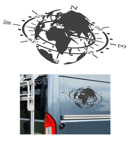 Kompass weltkugel aufkleber - weltkugel,