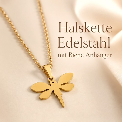 Bienen halskette edelstahl 18k - bienen,