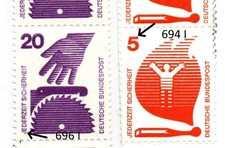?Bund Unfallverhütung Bogen-u. Rollenmarken Plattenfehler 696I, 696I, E-Bf.