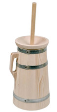Butterfass Holz Fichtenholz 2 Liter 3-teilig 42 x 16 cm Butterherstellung Fass