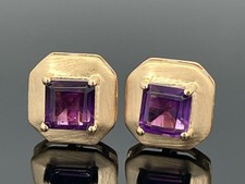 OHRSTECKER AUS 925/- SILBER GELBVERGOLDET  MIT AMETHYST SCHMUCKJAGD
