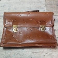 Alte Vintage Dachbodenfund Retro Unisex Echt Leder Tasche Ranzen Hellbraun 60er