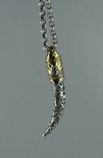 Sterling Silber Anhänger Wolf Zahn mit Silberkette 60 cm lang Amulett Reißzahn