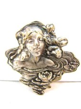 Jugendstil Brosche Bronze