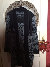 ana alcazar, Kleid mit langer Jacke, schwarz mit grau, 38