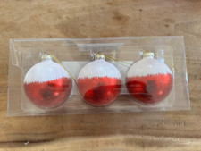 Living Art Weihnachtskugeln Set 3 Stück Rot-Weiß Christbaumkugeln Weihnachtsbaum