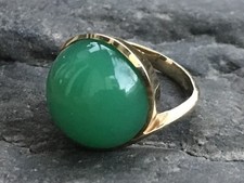 Designer Ring mit echtem CHRYSOPRAS Gelbgold 585 14 Kt Gr. 55 70/80er Jahre