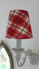 Lampenschirm Klemmschirm Karo 14x9x12 Kronleuchter Lüster Clip Aufstecker Rot