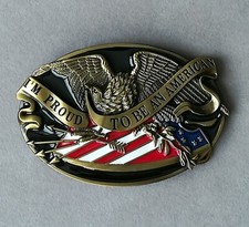 Gürtelschnalle I'm Proud To Be An American USA Western Buckle Adler Cowboy Rodeo