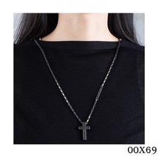 Luxus Titanstahl Kreuz Halskette 70cm Glaube Macht Retro Silber Halskette Männer