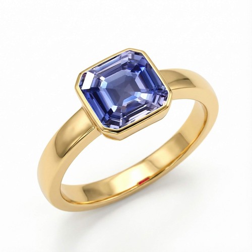 9mm asscher blauer saphir - 9mm, ring