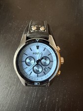 Fossil Herren Uhr - blau, Lederarmband leichte Spuren am Armband