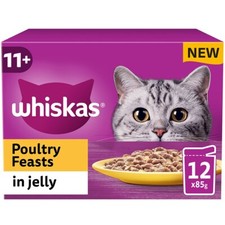 Whiskas 11+ Senior Geflügelfeste Katzen-Nassfutter in Gelee (12 × 4 = 48er Pack)