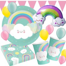 REGENBOGEN WOLKE PARTY Geschirr Deko 1. Geburtstag Kindergeburtstag Baby Rainbow