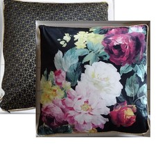 Deko-Kissen"Vintage big Rose"Kissenhülle incl.Füllung 45x45 Rosen schwarz-gold