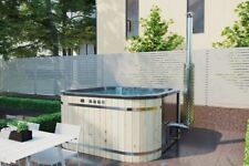 Badefass mit Holzofen 200 cm quadratisch Fichte Badezuber Whirlpool Hot Tub
