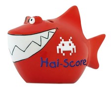 KCG Spardose Hai Hai-Score aus Keramik - Sparschwein Computerspiel, Zocken