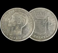 Spanien 5 Pesetas 1877-1881 Spanien Alfonso XII., Peseten Silber Münze 1879
