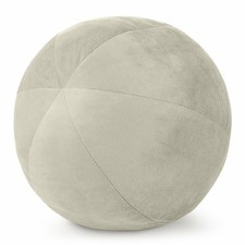 Sofakissen Kugelkissen Dekokissen Kissen Rund 24 cm Einfarbig creme Velours