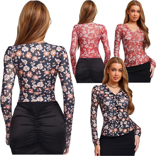 Damen langarm sheer - sheer, shirt