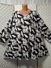 Naveed Tunika Shirt ca 54 56 58 (5) schwarz Weiß  Herbst Winter Neu Farn Federn