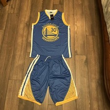 Vegas Apparel Jugend Basketball Set blau & gelb Trikot Shorts Set Neu mit Etikett - Größe XL