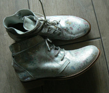 Sommerkind Damen Schuhe Stiefelletten knöchelhoch Gr 40  Leder silber bunt NEU