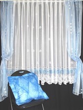 Jacquard Gardine weiß "blaue